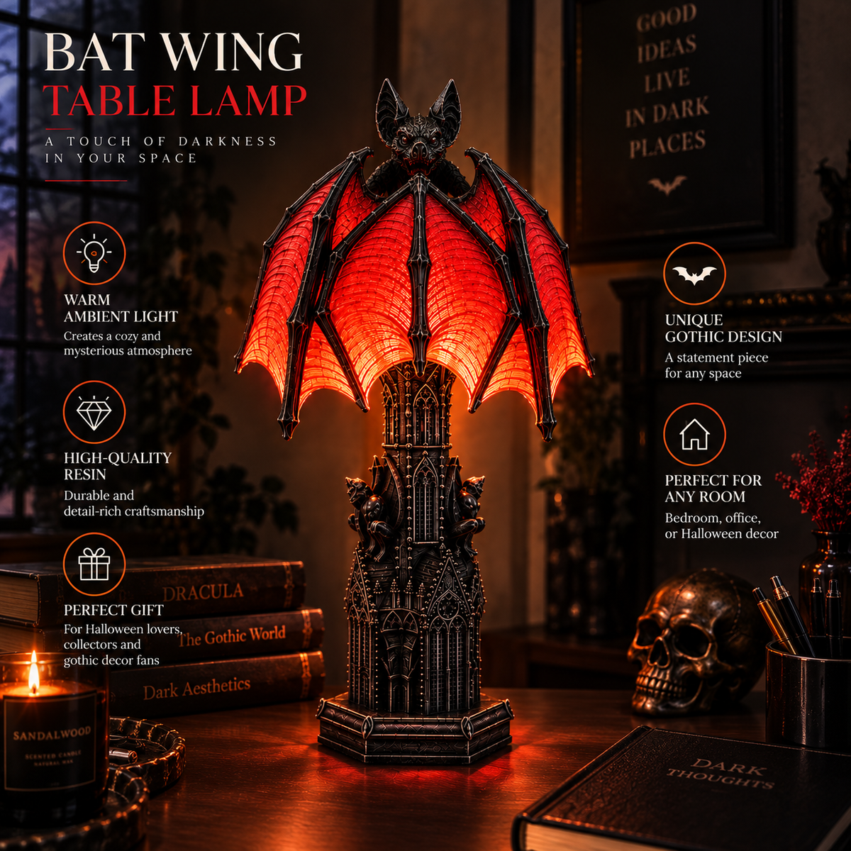 Bat Halloween Lamp By Evilery