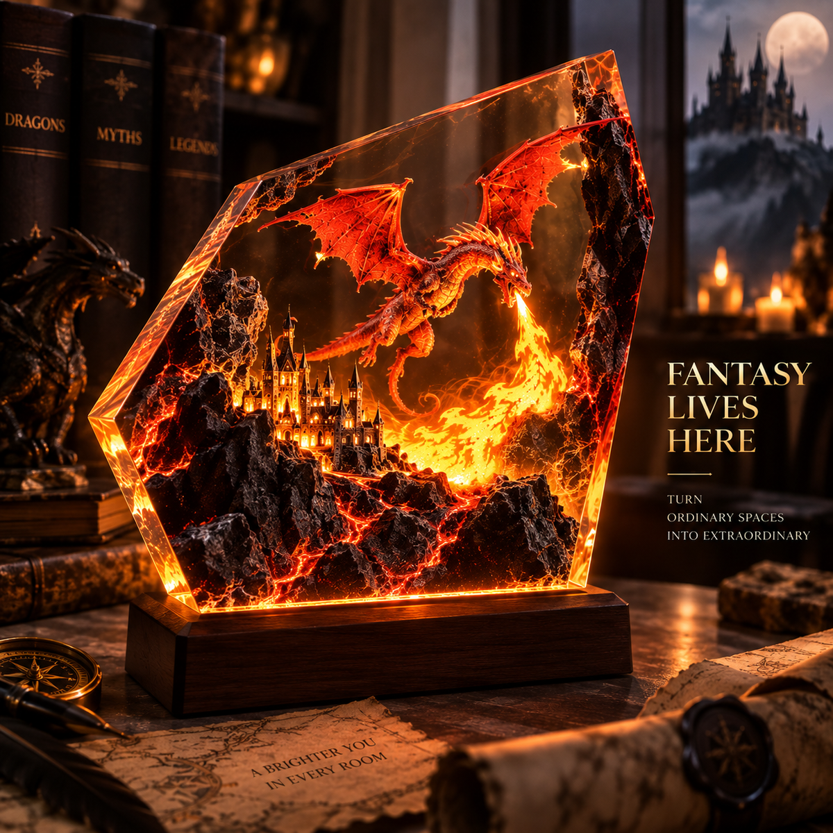 Fire Dragon Halloween Lamp By Evilery